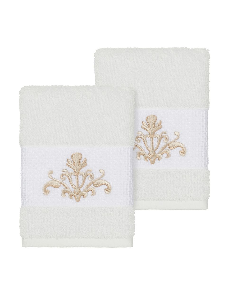 Linum Home Scarlet 2-Pc. Embellished Washcloth Set