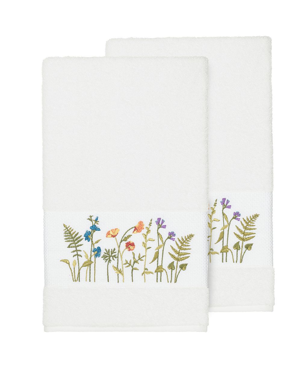 Linum Home Serenity 2-Pc. Embellished Bath Towel Set