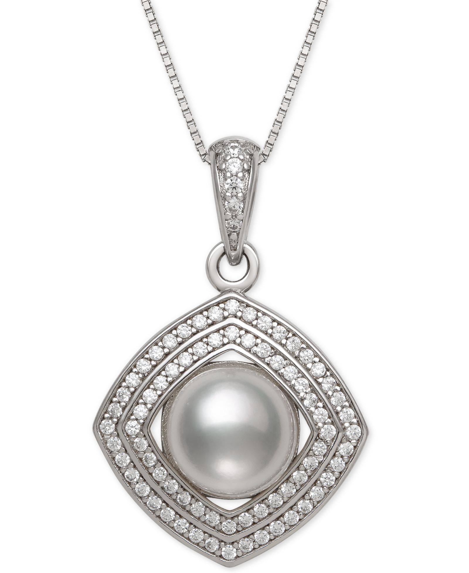 Подвеска-ожерелье Belle de Mer с речным жемчугом и кубическим цирконием, Sterling Silver
