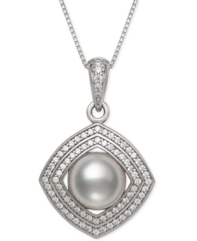 Подвеска-ожерелье Belle de Mer с речным жемчугом и кубическим цирконием, Sterling Silver