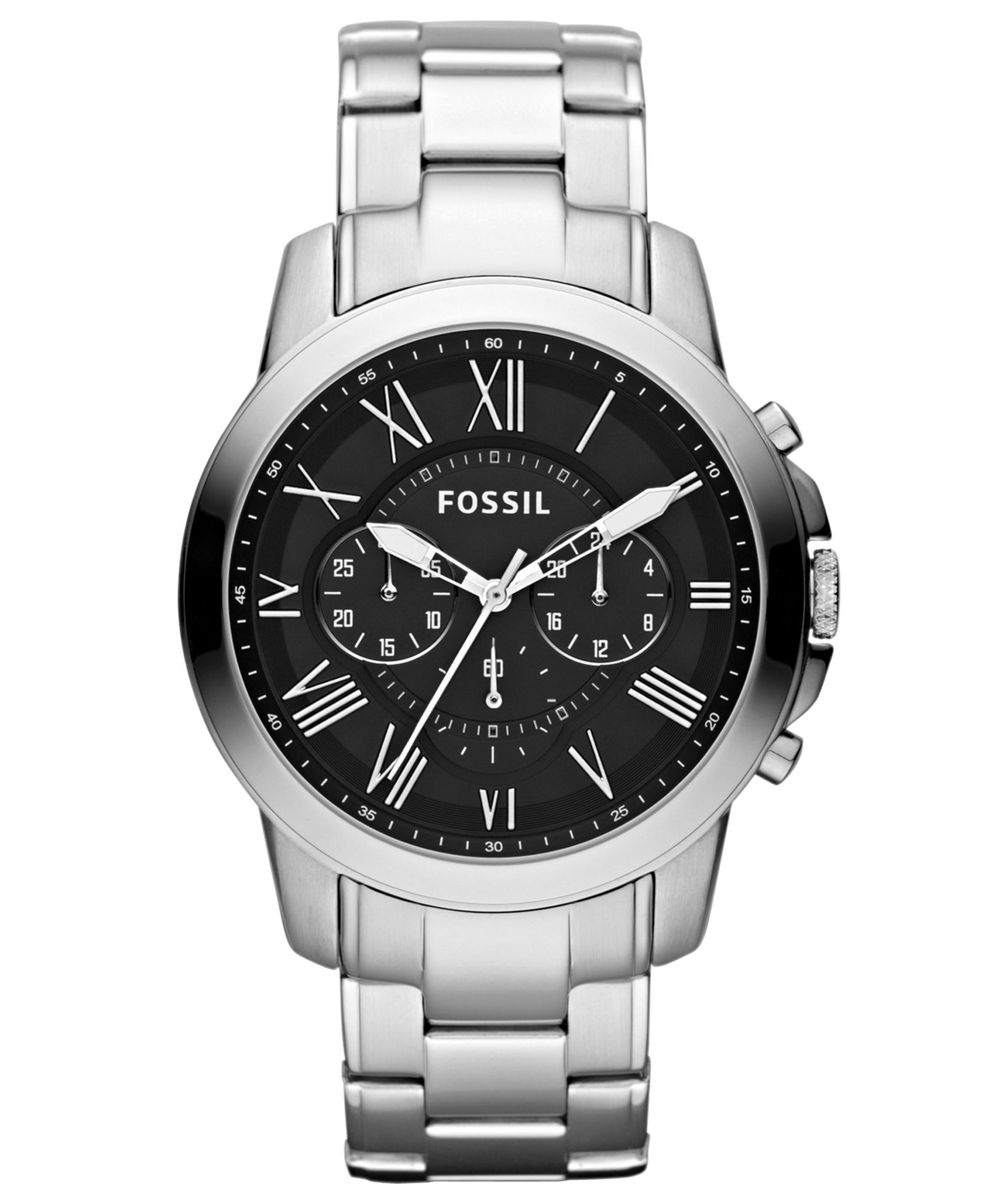 Fossil Мужские часы Grant Chronograph Stainless Steel 44mm FS4736