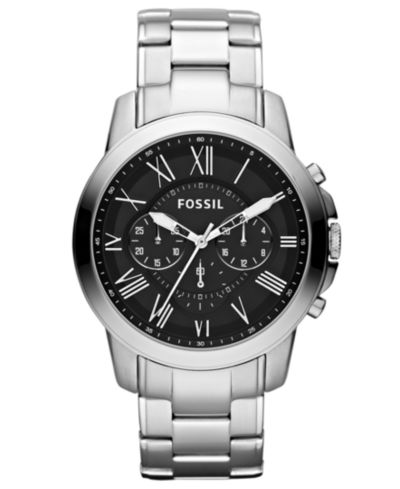 Fossil Мужские часы Grant Chronograph Stainless Steel 44mm FS4736