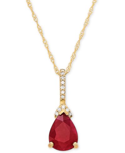 Подвеска-ожерелье с рубином (1-1/3 ct. t.w.) и бриллиантовыми акцентами, 18" в золоте 14k