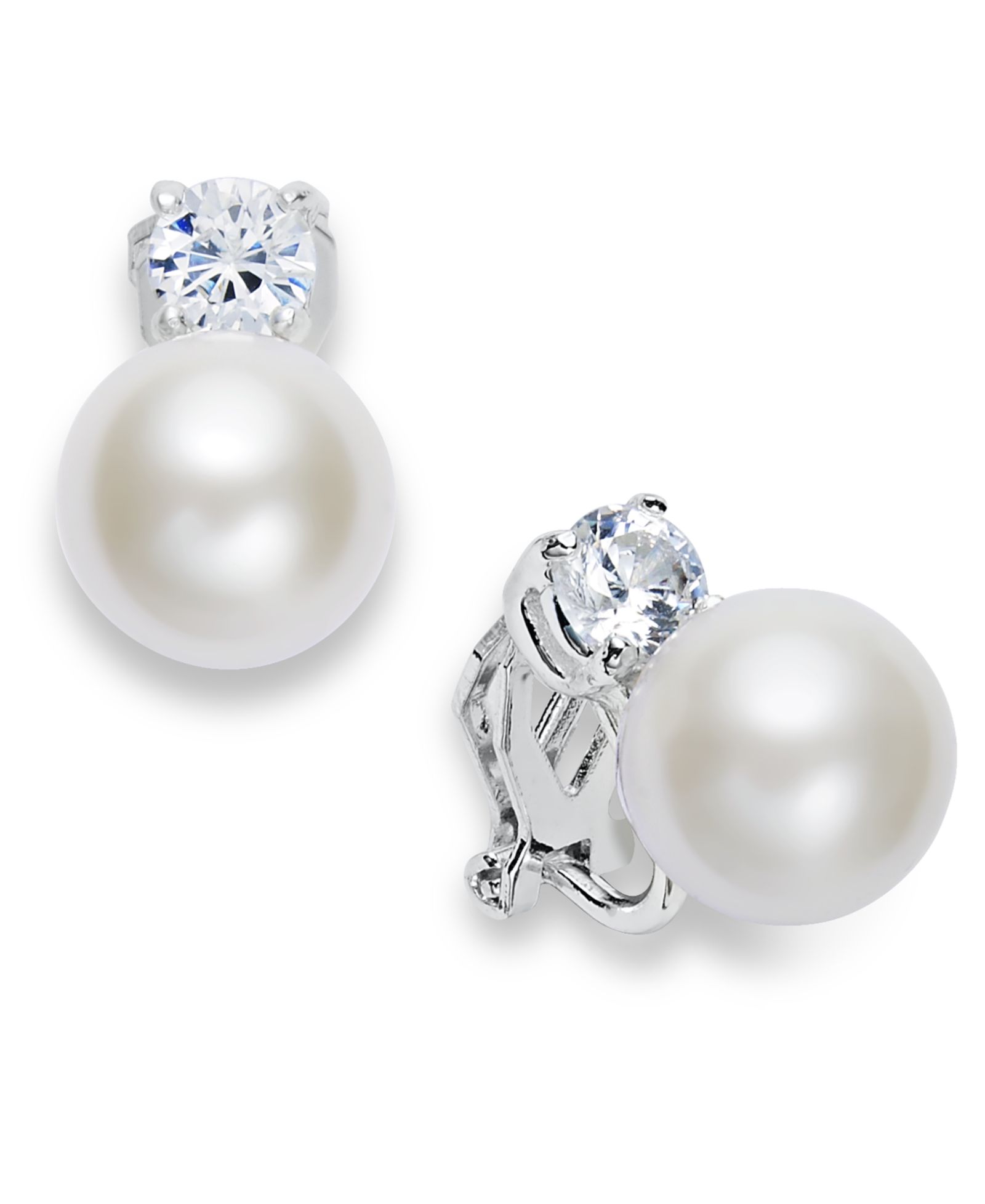 Серьги Lauren Ralph Lauren Silver-Tone Glass Pearl and Crystal Clip On