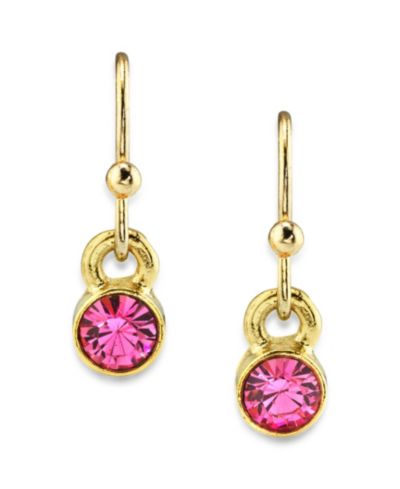 Серьги-подвески 2028 14K Gold-tone Round Crystal Wire Drop Earring