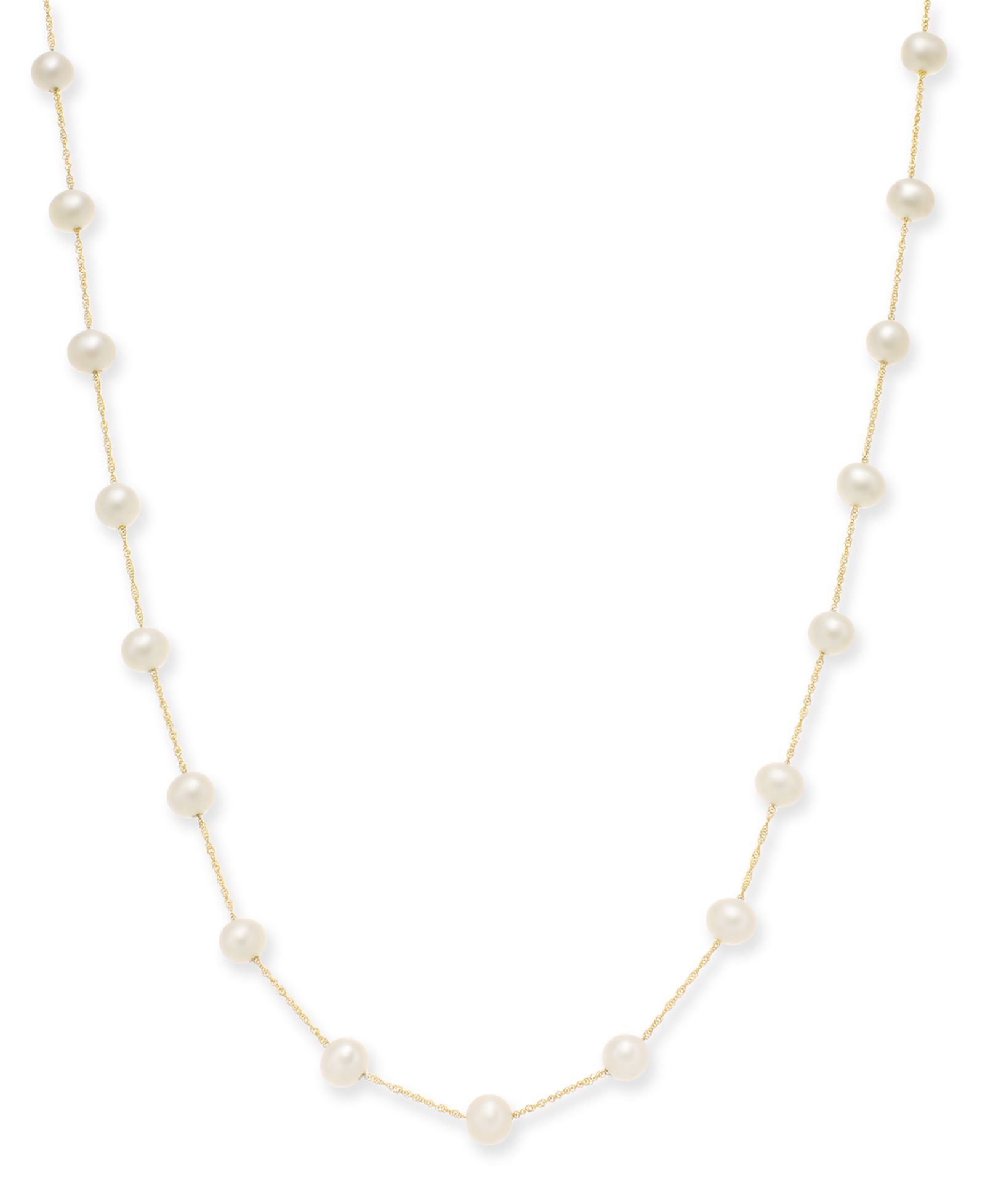 EFFY® Cultured Freshwater Pearl Station 18" Necklace in 14k Gold (5-1/2mm)