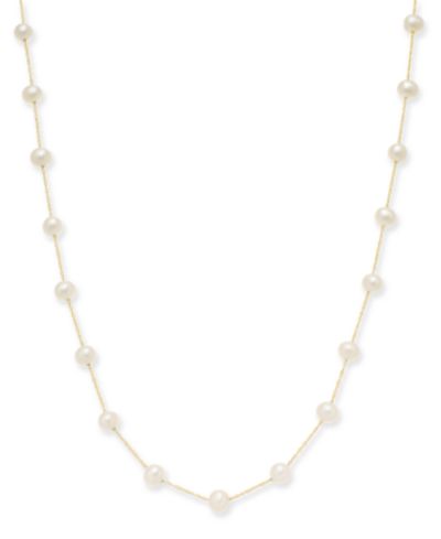 Ожерелье EFFY® Cultured Freshwater Pearl Station 18" в 14k Gold (5-1/2mm)