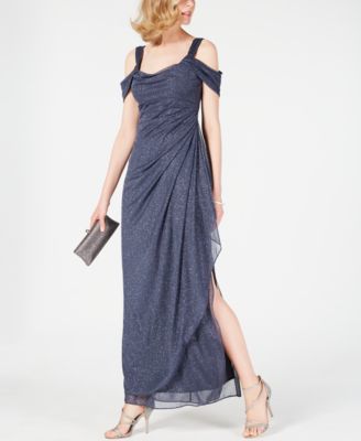 Вечернее платье Alex Evenings Cold-Shoulder Draped Metallic Petite