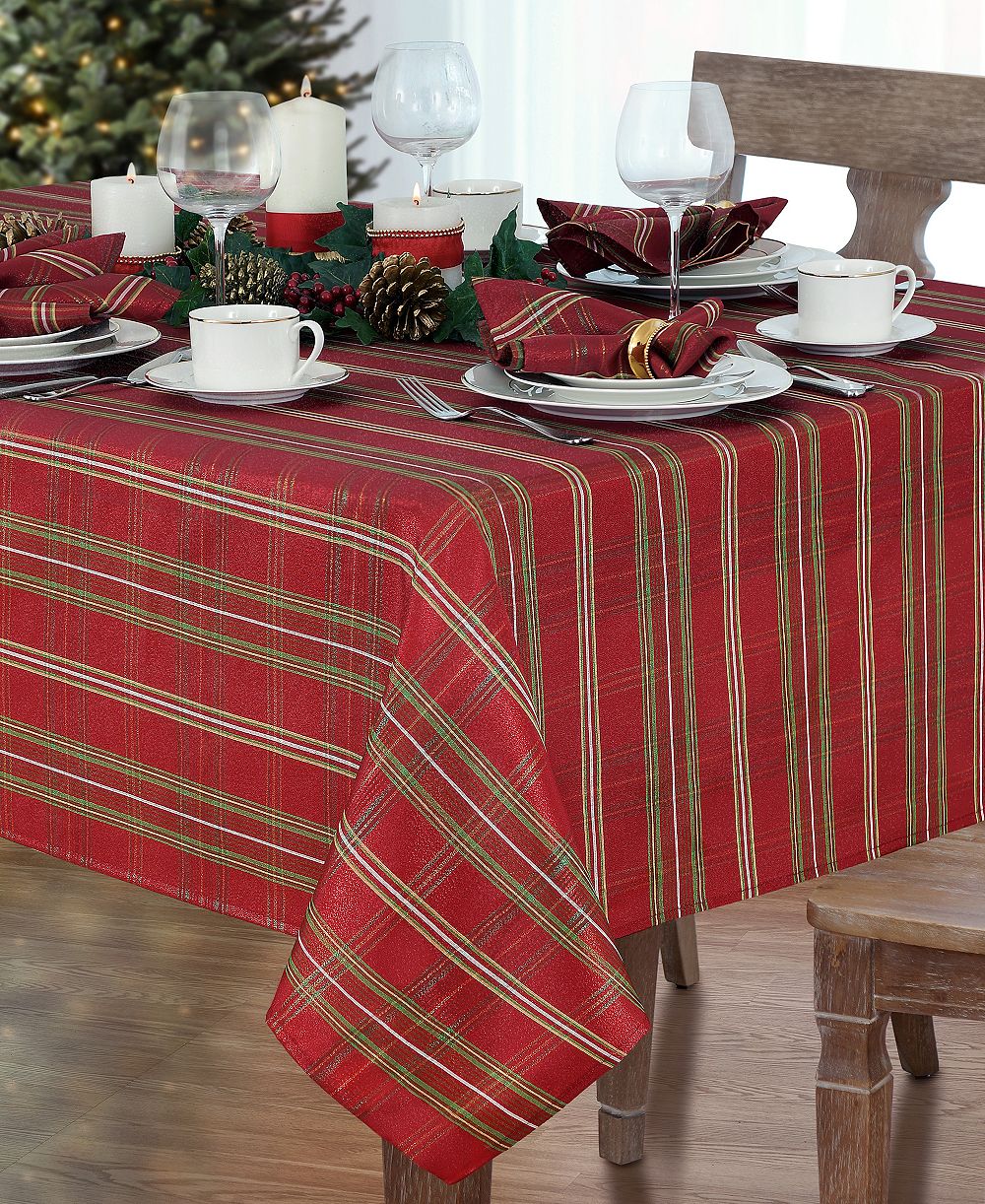 Elrene Shimmering Plaid 60" x 84" Tablecloth