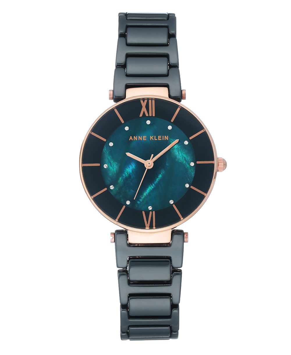 Часы Anne Klein с циферблатом из натурального перламутра и кристаллами кубического циркония