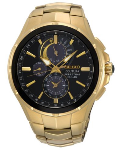 Часы Seiko Coutura Solar Chronograph, золотистая нержавеющая сталь, 44mm, мужские