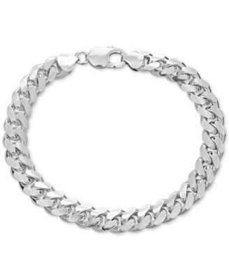 Men's Solid Cuban Link Chain Bracelet in Sterling Silver