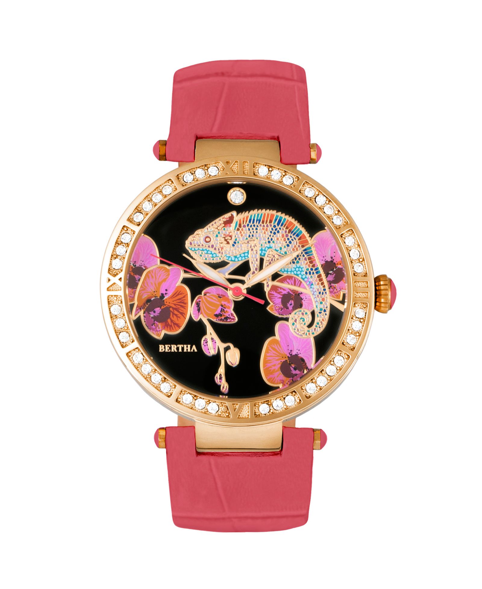 Bertha Quartz Camilla Collection Coral Leather Watch 38Mm