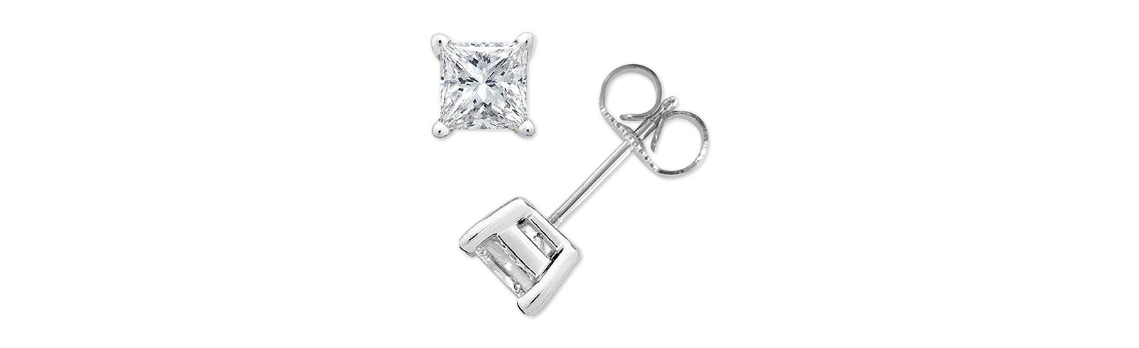 Princess-Cut Diamond Stud Earrings in 10k White Gold (1/10 ct. t.w.)