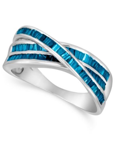 Кольцо из стерлингового серебра Blue Diamond Crossover (1 ct. t.w.)