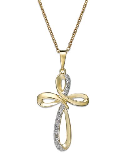 Подвеска кулон Diamond Cross из 18k Gold по Sterling Silver (1/10 ct. t.w.)