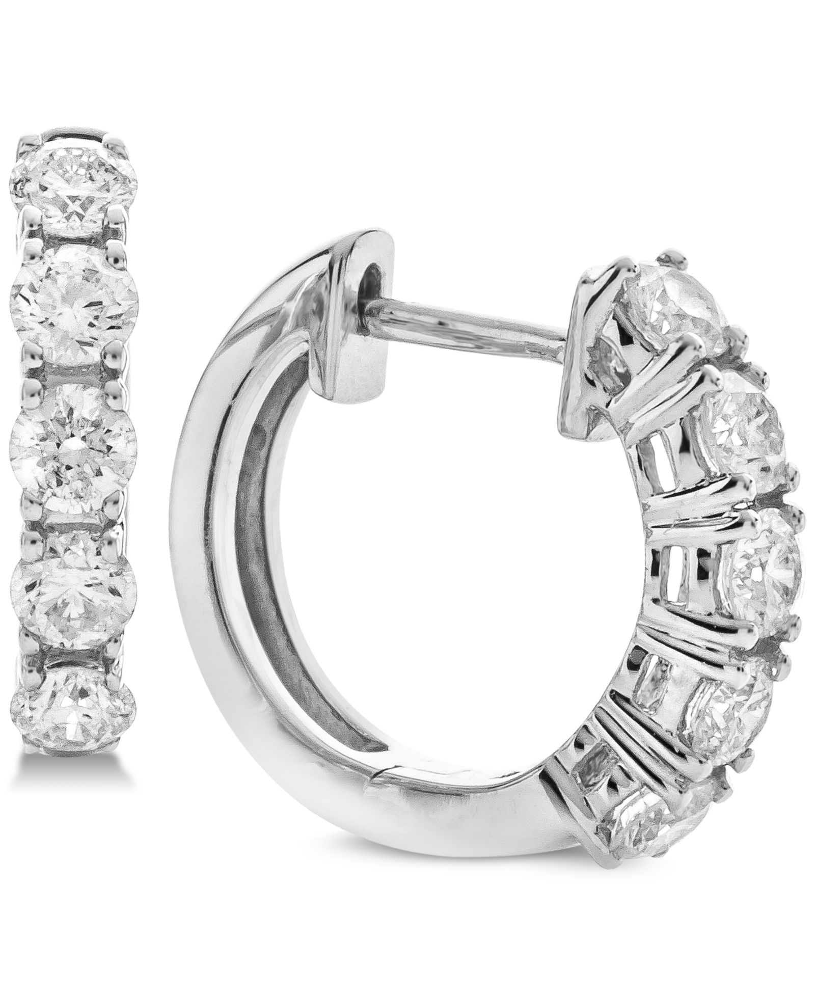 Серьги-кольца Diamond Hoop Earrings (1 ct. t.w.) из белого золота 14k