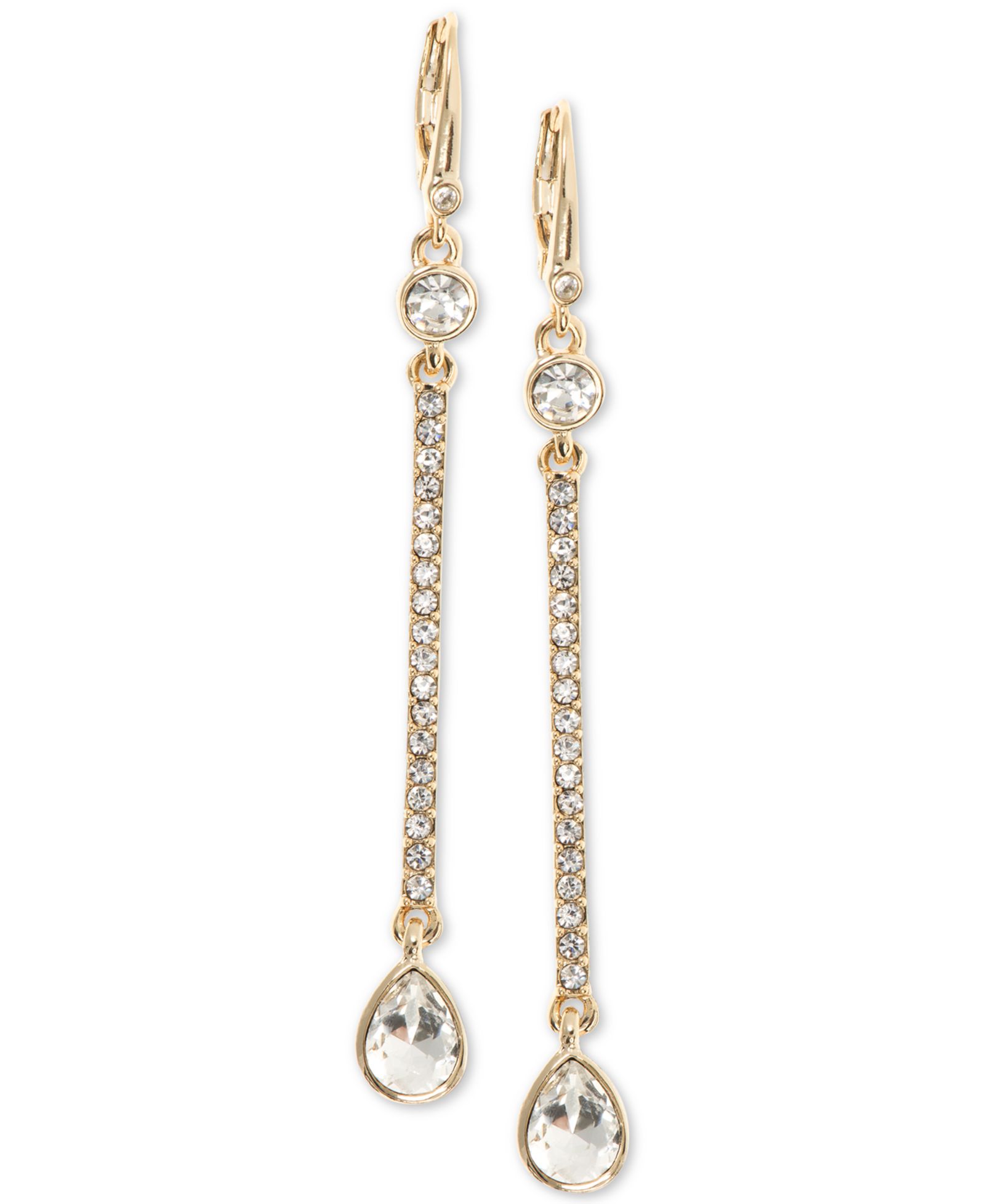 DKNY Gold-Tone Crystal Linear Drop Earrings