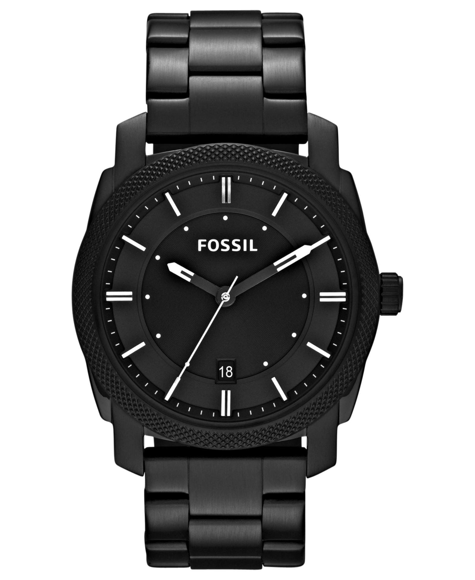 Мужские часы Fossil Machine Black Tone со стальным браслетом 42mm