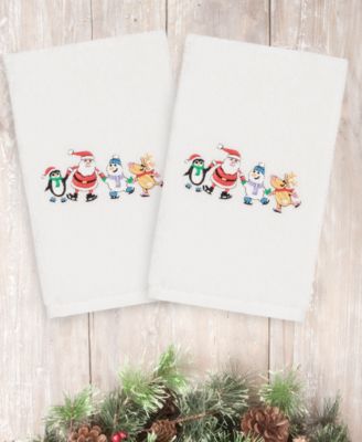 Linum Home Christmas Skating Party 100% Turkish Cotton 2-Pc. Hand Towel Set