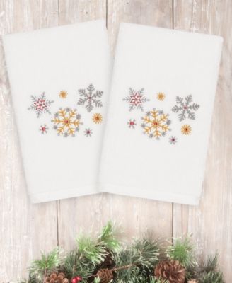 Linum Home Christmas Snowfall 100% Turkish Cotton 2-Pc. Hand Towel Set