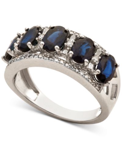 Кольцо с сапфиром (2-7/8 ct. t.w.) и бриллиантом (1/3 ct. t.w.) в белом золоте 14k