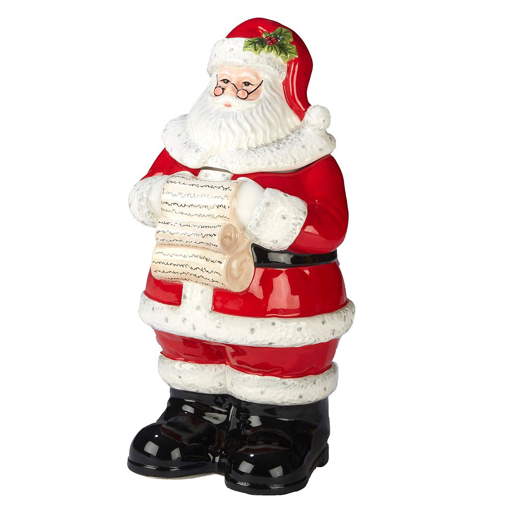 Десертная ваза Certified International Holiday Wishes 3-D Santa Cookie Jar