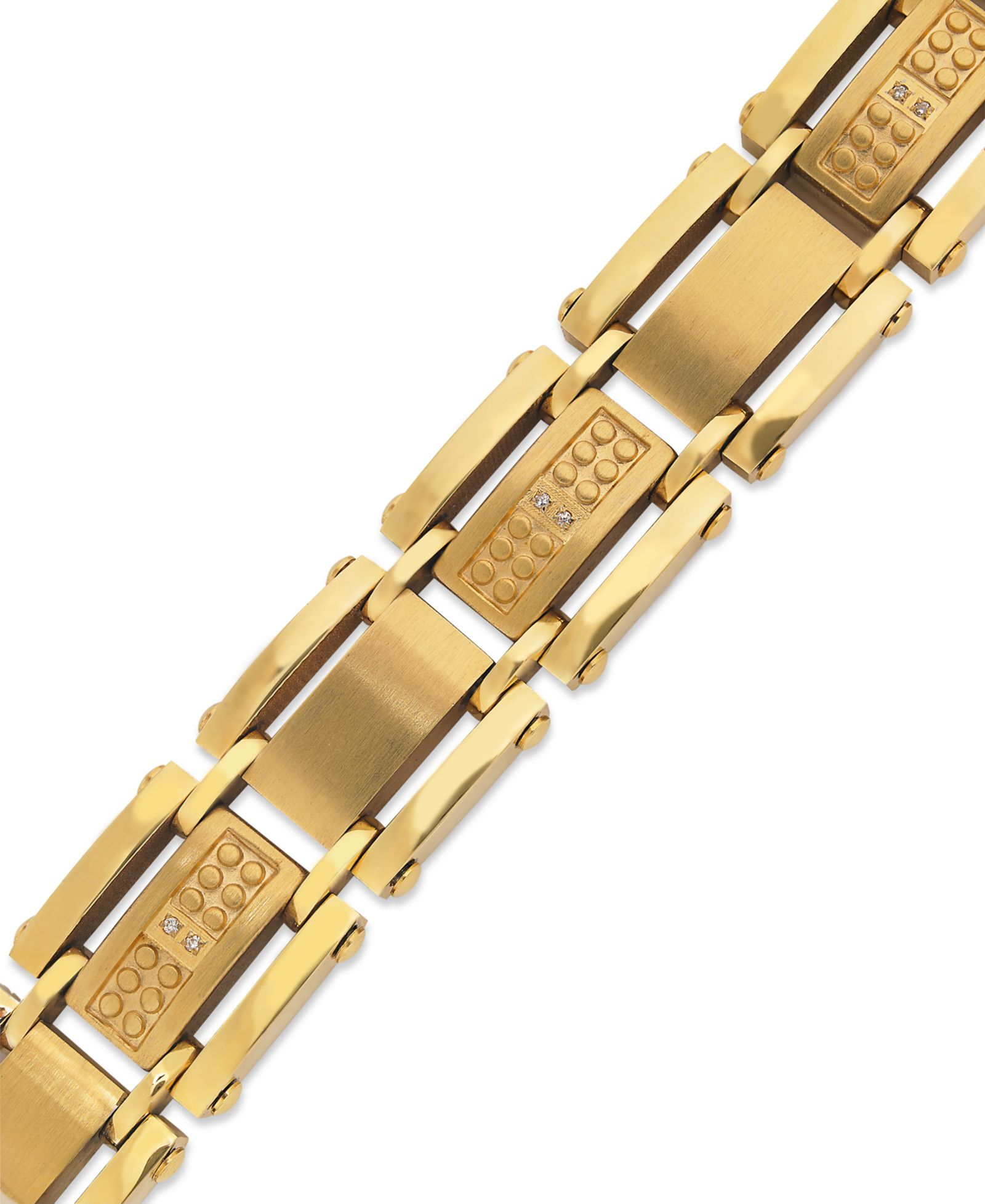 Men's Single-Cut Diamond Bracelet in Stainless Steel and Yellow Ion-Plated (1/10 ct. t.w.)