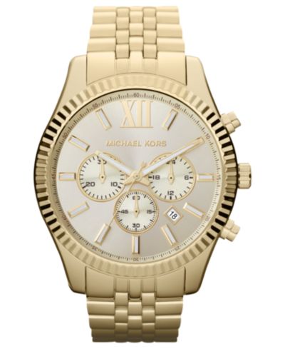 Michael Kors Мужские часы Chronograph Lexington Gold-Tone Stainless Steel Bracelet 45mm MK8281
