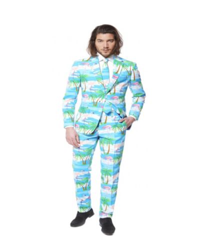 Костюм OppoSuits Men's Flamingo Print Slim Fit с пиджаком, брюками и галстуком