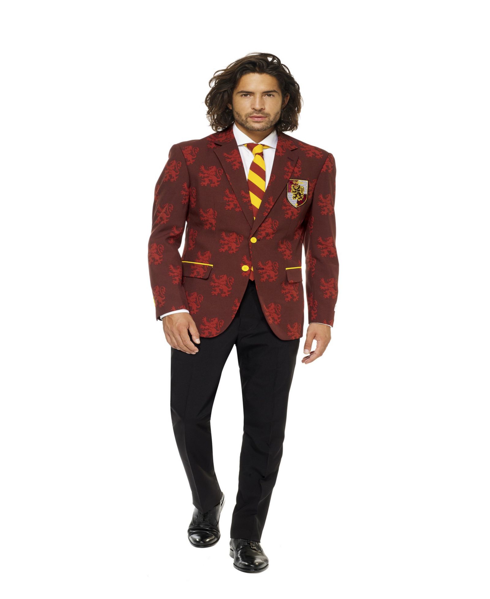 OppoSuits Men's Harry Potter Premium Halloween Costume - House Gryffindor - Slim Fit Suit - Includes Blazer, Pants and Tie