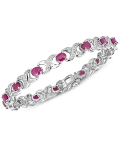 Браслет XO с рубином (7 ct. t.w.) и бриллиантами в стерлинговом серебре
