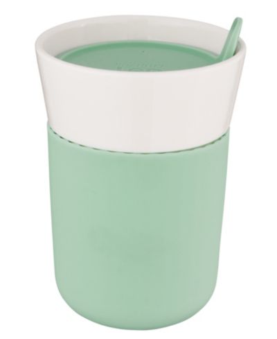 BergHOFF Leo Collection Porcelain 11.16-Oz. Travel Mug with Green Sleeve