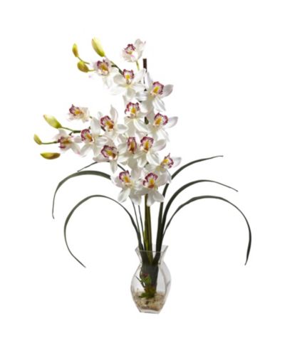 Цветы Nearly Natural Cymbidium Orchid с вазой