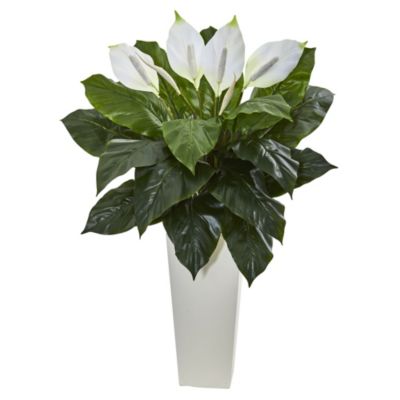 Искусственное растение Nearly Natural 3' Spathiphyllum в белом напольном кашпо