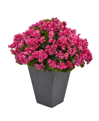 Искусственное растение Nearly Natural Geranium в каменном кашпо, устойчивое к УФ-излучению
