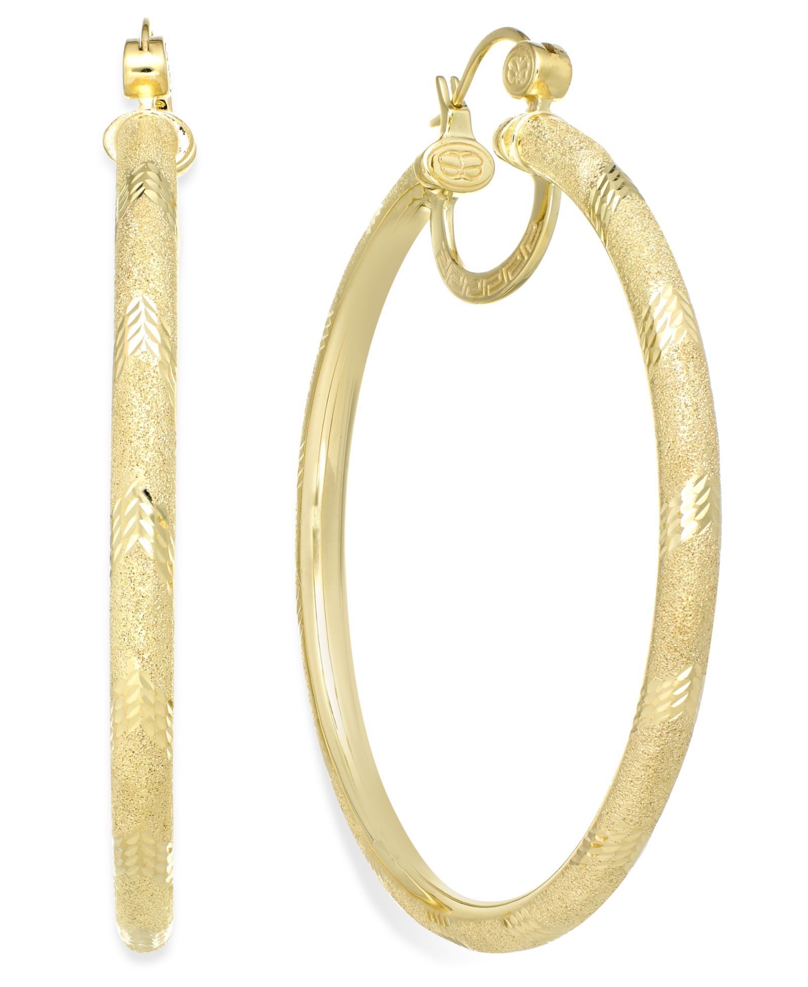 Серьги Simone I. Smith из золота 18K Gold над серебром, крупные серьги-кольца с алмазной огранкой