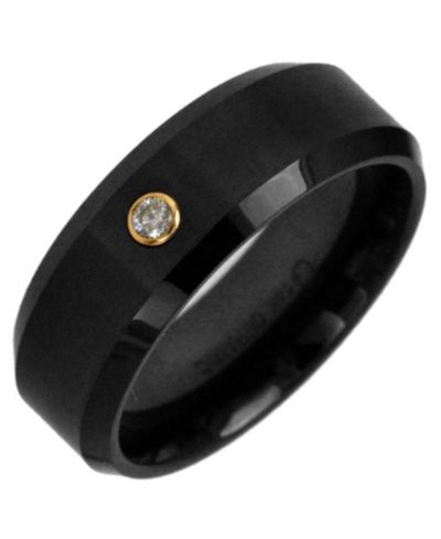 Мужское кольцо из черной керамики с бриллиантовой оправой 14k Gold (1/10 ct. t.w.)