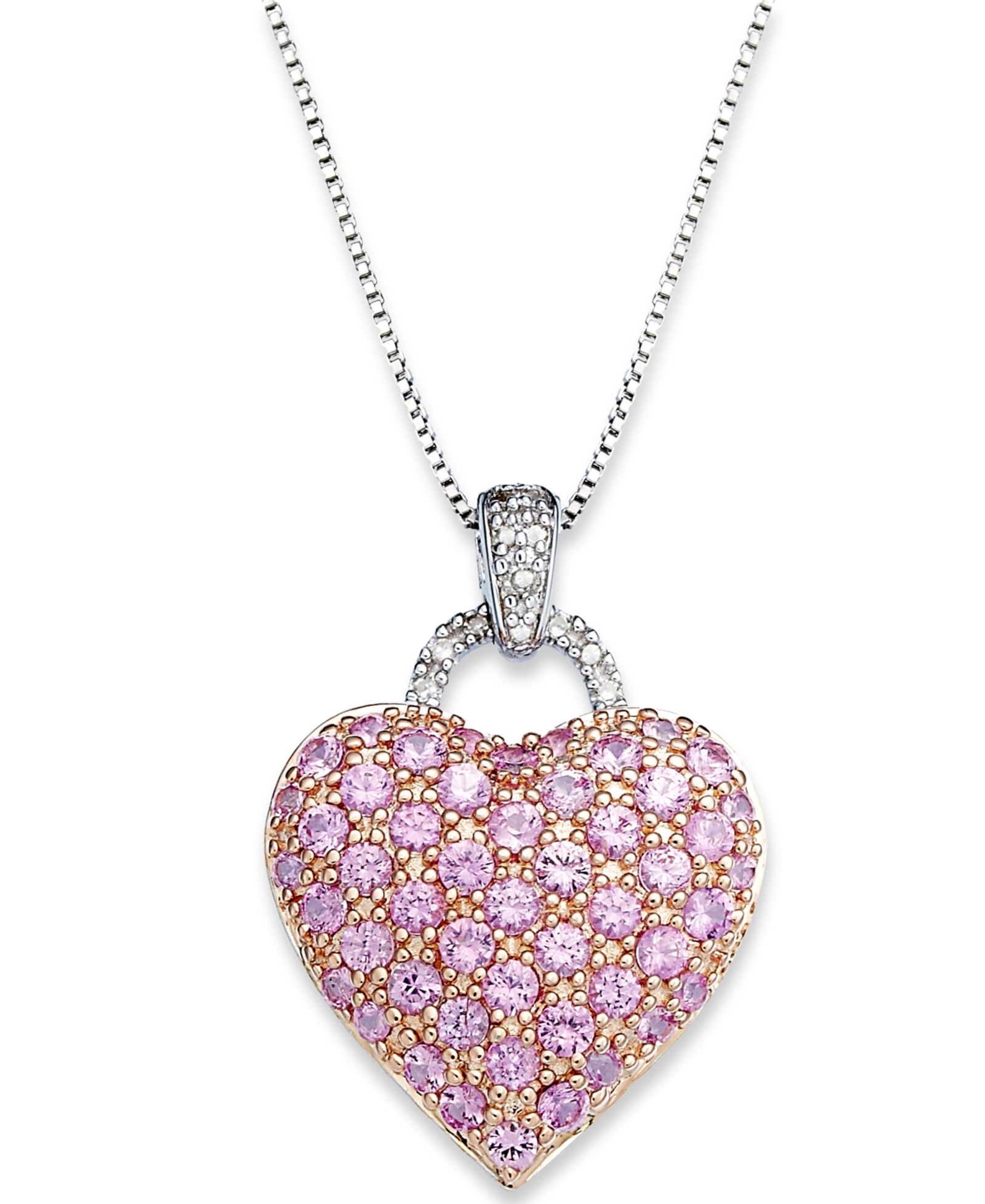 Sapphire (1-3/4 ct. t.w.) and Diamond Accent Heart Pendant Necklace in Sterling Silver (Also Available in Ruby and Pink Sapphire)
