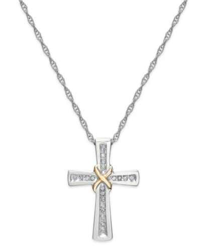 Подвеска Diamond Cross X из стерлингового серебра и 14k Gold (1/10 ct. t.w.)