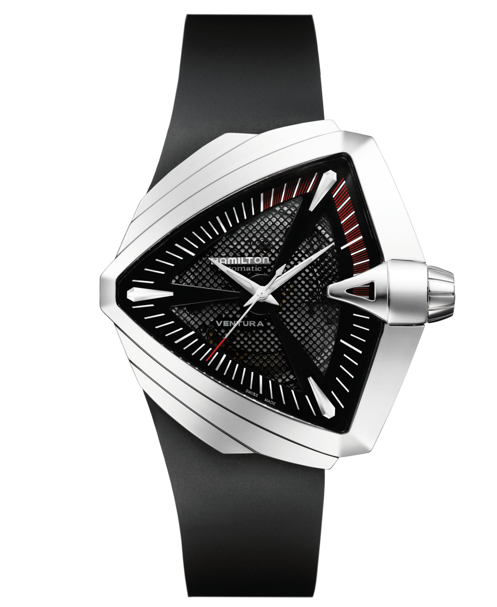 Hamilton Men's Swiss Automatic Ventura XXL Black Rubber Strap Watch 45.5x46mm H24655331