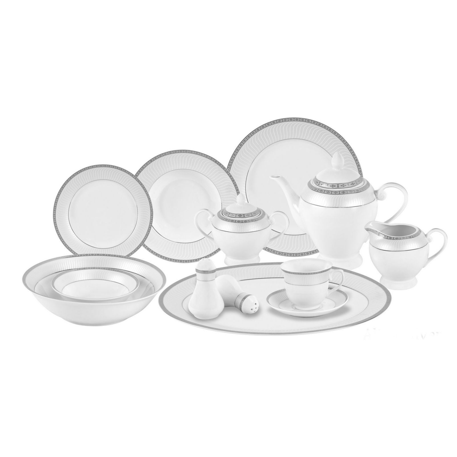 Lorren Home Trends Набор столовой Alina Silver 57-PC, на 8 персон