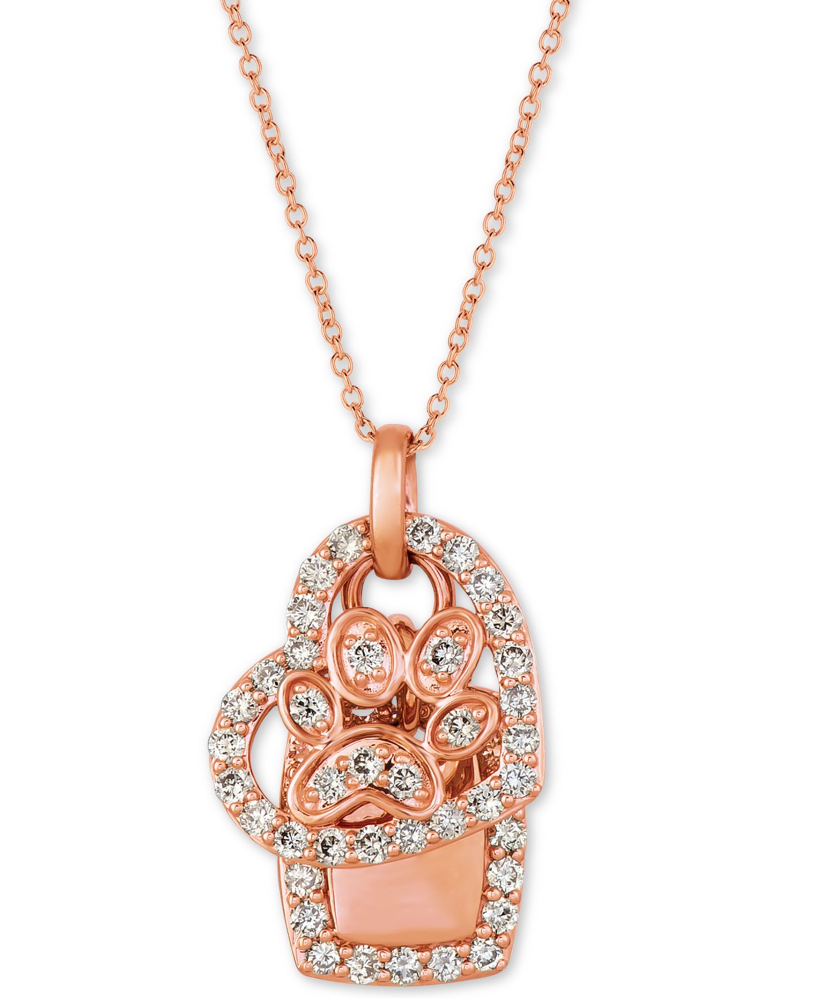 Подвеска Le Vian® Nude™ Diamond Heart & Paw в розовом золоте 14k, 20"