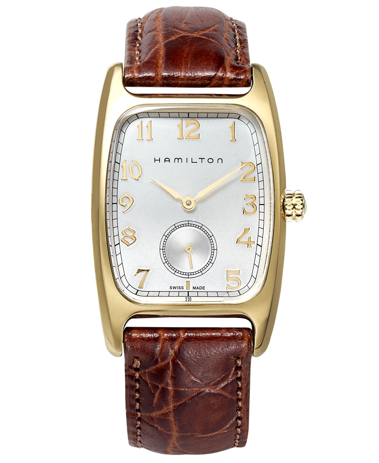 Мужские часы Hamilton Swiss Boulton Brown Leather Strap, 27mm H13431553