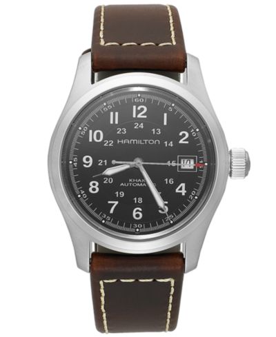 Мужские часы Hamilton Swiss Automatic Khaki Field Brown Leather Strap, 38mm H70455533