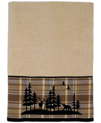 Avanti Woodville Plaid Bordered Cotton Bath Towel, 27" x 50"