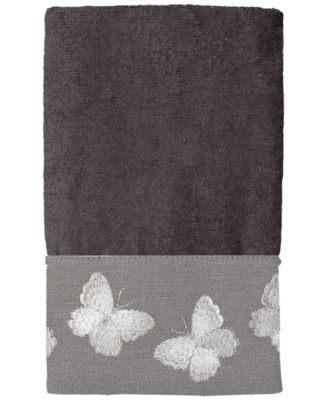Хлопковое махровое полотенце для рук Avanti Yara с узором бабочки, 16" x 30"