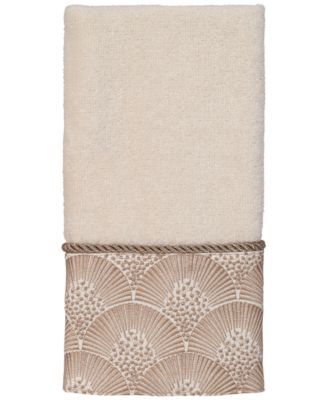 Avanti Deco Shells Bordered Cotton Fingertip Towel, 11" x 18"