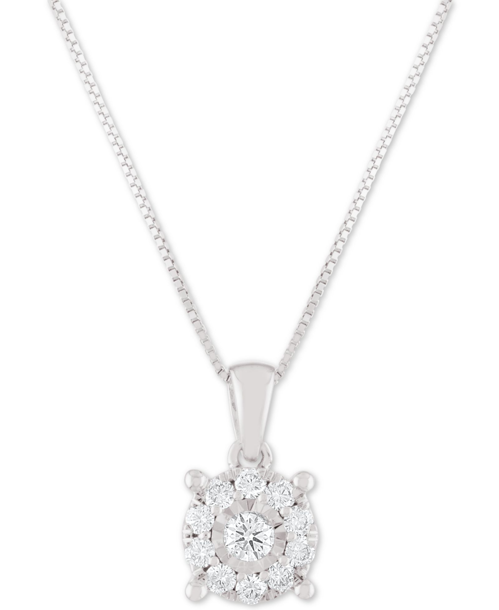 Diamond Halo 18" Pendant Necklace (1/3 ct. t.w.) в 14k White, Yellow или Rose Gold