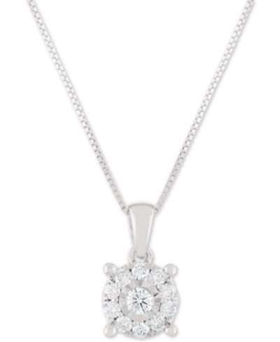 Diamond Halo 18" Pendant Necklace (1/3 ct. t.w.) в 14k White, Yellow или Rose Gold